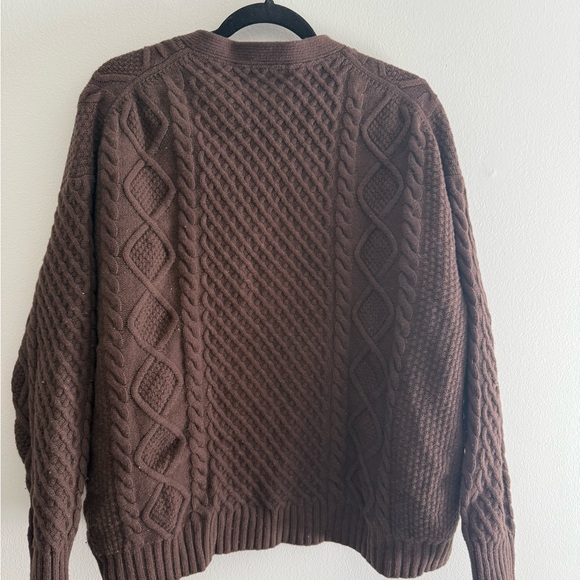 Brown Cable Knit Cardigan - Picture 3 of 3